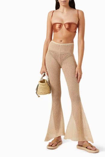 Moire Sheer Flared-leg Pants in Rayon-knit