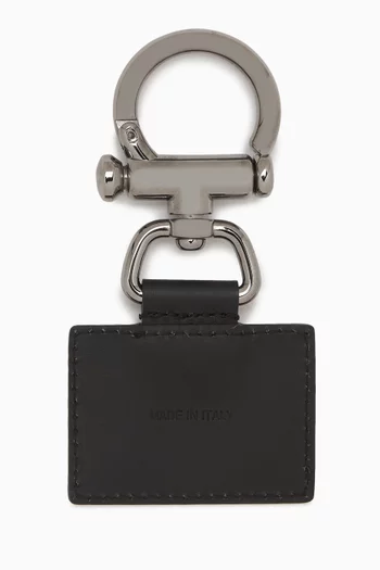 Logo Plaque Keychain in Dauphine Leather