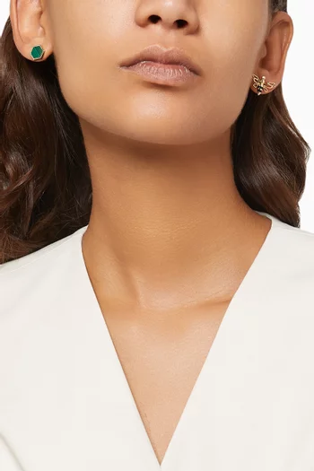 Kheffah Malachite Diamond Earrings in 18kt Yellow Gold