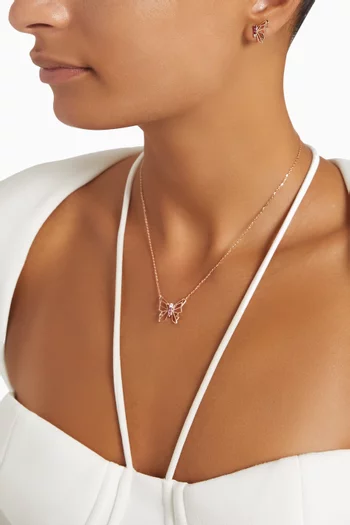 Butterflies Diamond & Pink Sapphire Necklace in 18kt Rose Gold