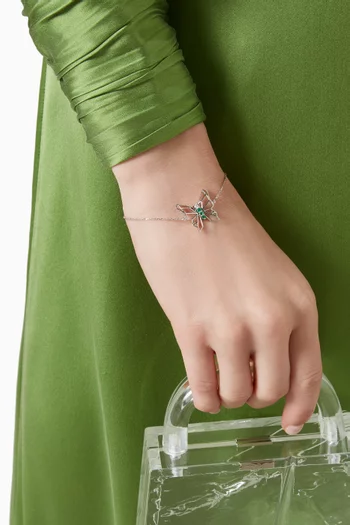 Butterflies Diamond & Emerald Bracelet in 18kt White Gold