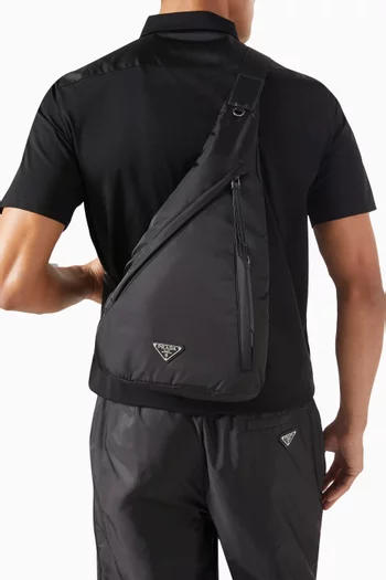 Sling Backpack in Re-Nylon & Saffiano Leather
