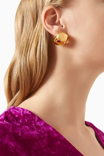 Pebble Stud Earrings in 22kt Gold-plated Bronze