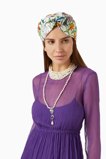 GG Flora Print Headband in Silk