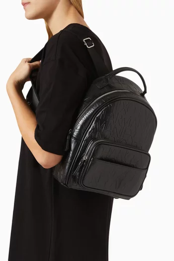 Backpack in AX Embossed Faux Leather