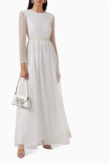 Grid Sequin Maxi Dress