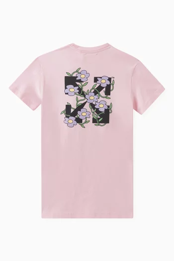 Floral Arrows Print T-shirt Dress in Cotton