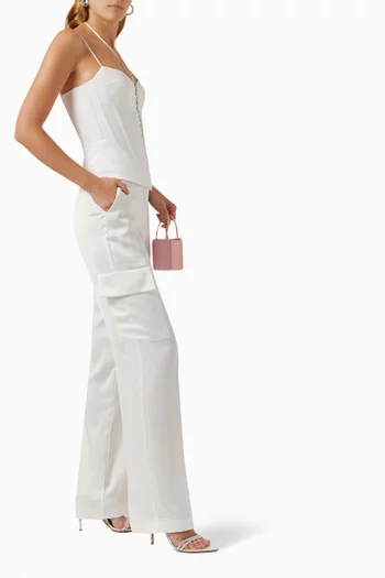 Mid-rise Cigarette Pants in Satin