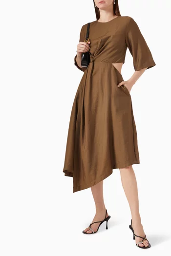 Dakota Twist Midi Dress in Tencel-blend