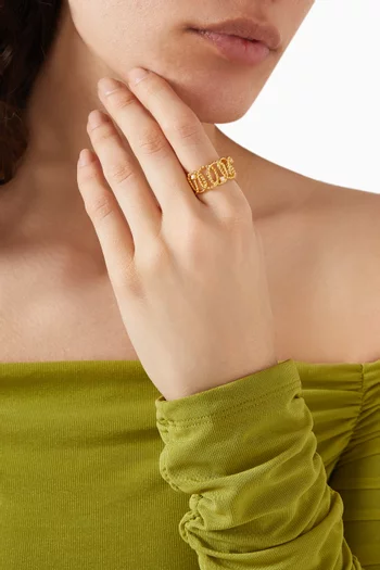 Twisted Wire CZ Ring in Gold-plated Brass