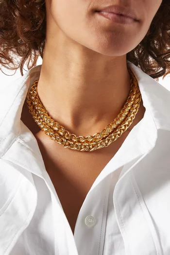 Elizabeth Double Chain Necklace in 24kt Gold-plated Brass
