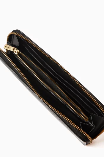 Slim Accordion Zip Wallet in Smooth Leather