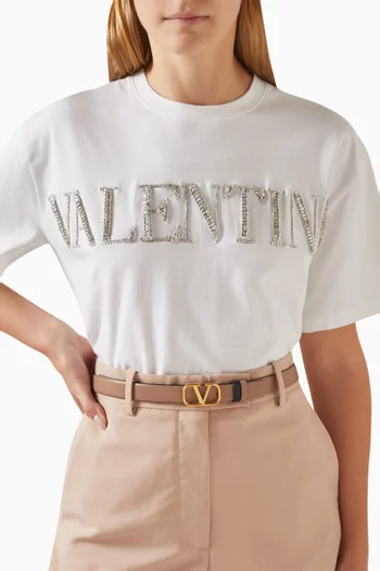 Valentino Garavani VLOGO Reversible Belt in Glossy Leather, 40mm