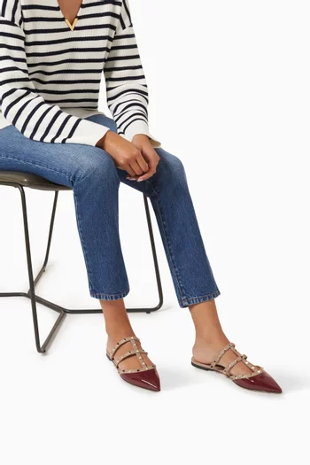 Valentino Garavani Rockstud Flat Mules in Patent Leather