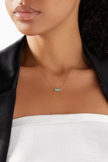 Emerald & Diamond Plaque Pendant Necklace in 14kt Gold