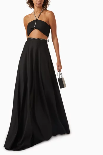 The Gloria Crystal-embellished Maxi Skirt in Suiting