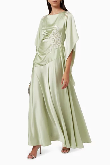 Embellished Maxi Dress in Silk-crepe