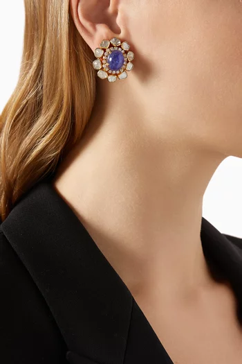 Gayatri Stud Earrings in 18kt Gold & Polki Diamonds