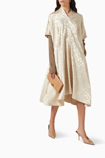 Logo Jacquard Oversized Midi Dress in Organic-silk