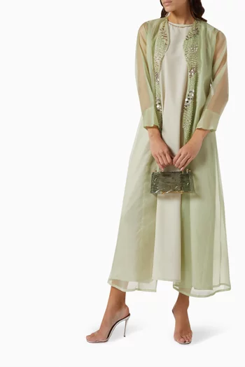 Embellished Abaya Set in Silk