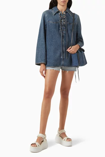 Lace-up Shirt in Recycled Denim