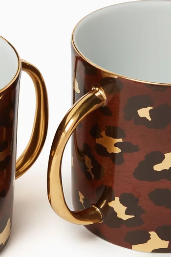 Leopard Mug in Porcelain,  Set of 2