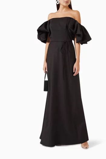 Off-shoulder A-line Gown in Crepe