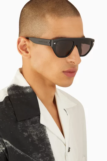 Studded Rectangular Sunglasses in Recycled Acetate