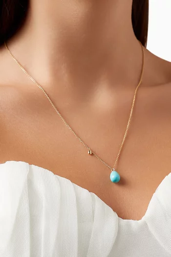 Vianna Large Turquoise Pear Drop Necklace in 18kt Yellow Gold