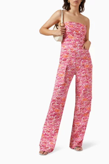 Floral-print Jumpsuit in Linen