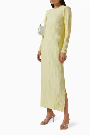 Shoulder-pad Maxi Dress in PLISSE100©
