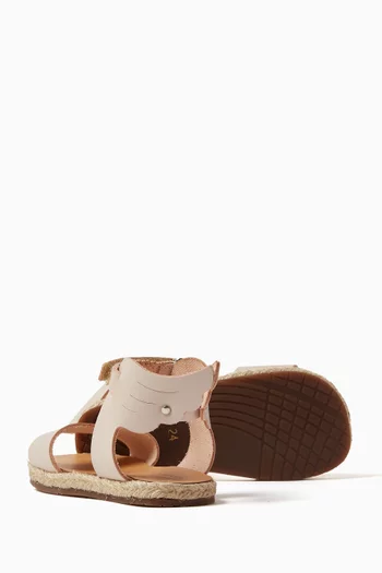 Wing Back Strap Sandals in Leather