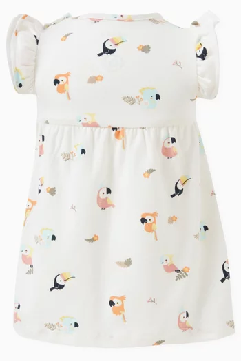 Bird-print Dress in Cotton