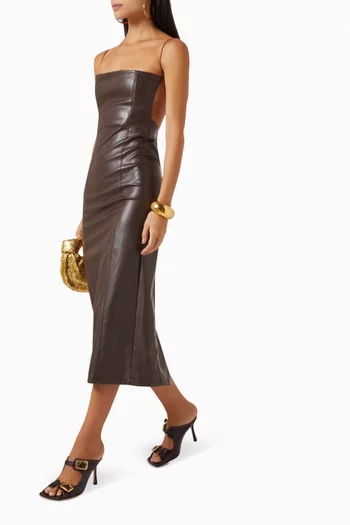 Midi Dress in Recycled Vegan Leather