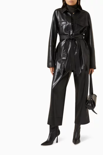 Artha Belted Shirt in Vegan Leather