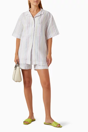 Patch-pocket Striped Shirt in Linen
