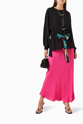 Belted Midi Skirt in Viscose