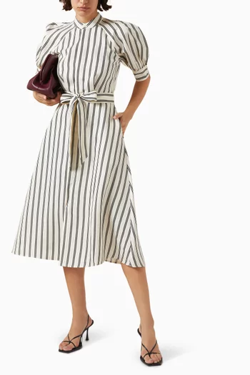 Cici Striped Midi Shirt Dress in Cotton