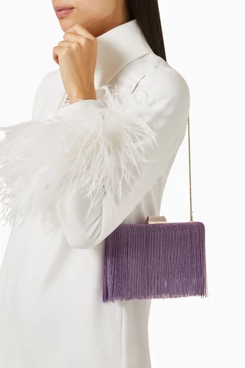 Clemmie Fringed Clutch Bag in Satin