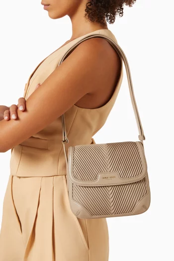 Small La Prima Shoulder Bag in Plissé Leather