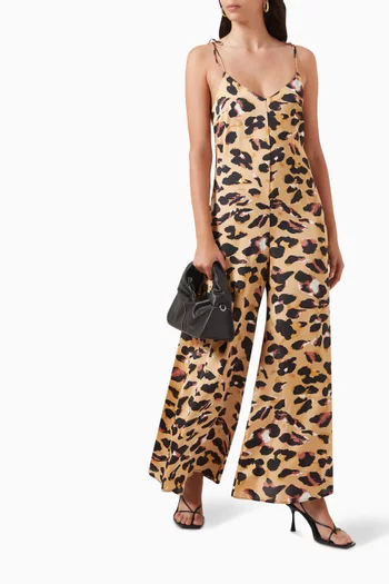 Leopard-print Bali Wide-leg Jumpsuit