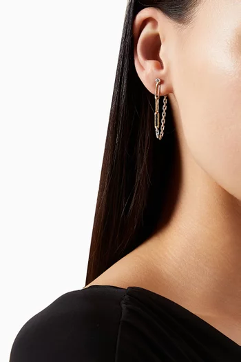 Bo Chain Diamond Single Earring in 18kt White & Yellow Gold