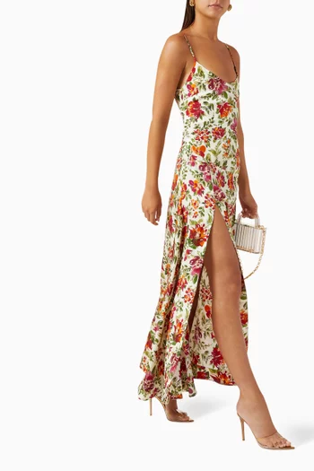 Emre Floral-print Dress in Silk