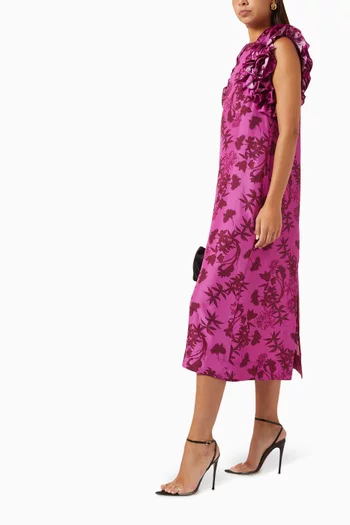 Miray Ruffle-sleeve Dress in Silk