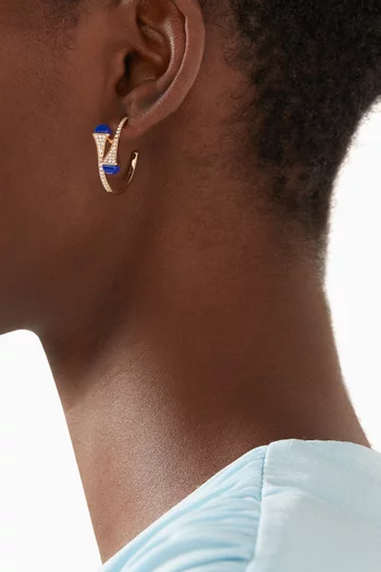 Cleo Diamond & Lapis Lazuli Hoop Earrings in 18kt Gold