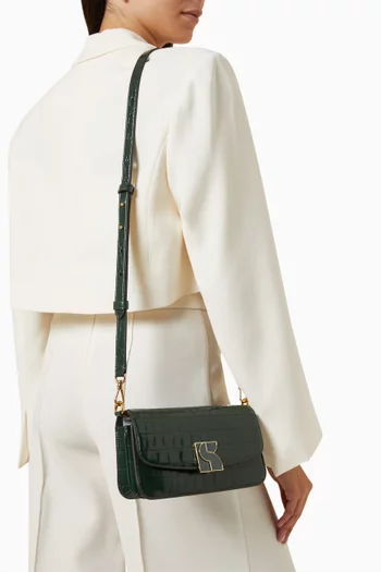 Small Dakota Crossbody Bag in Croc-embossed Leather