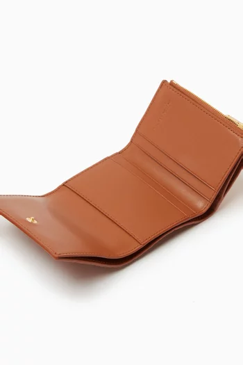 Tri-fold Zip Wallet in Intrecciato Leather