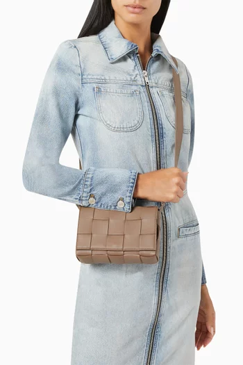 Small Cassette Cross-body Bag in Intrecciato Leather