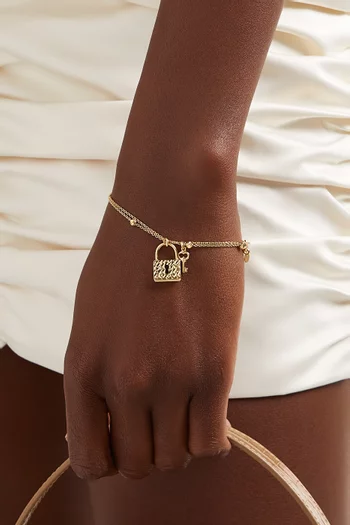 Moda Geometrica Lock & Key Bracelet in 18kt Gold