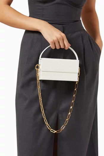Small Ida Top-handle Bag in Croc-embossed Leather